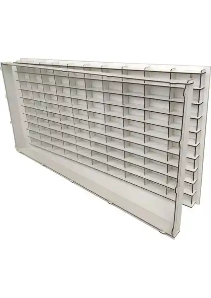 Woodbu Şeffaf Kapaklı 100 Araçlık Yatay Beyaz Depolama Rafı Modern ve Pratik Tasarım