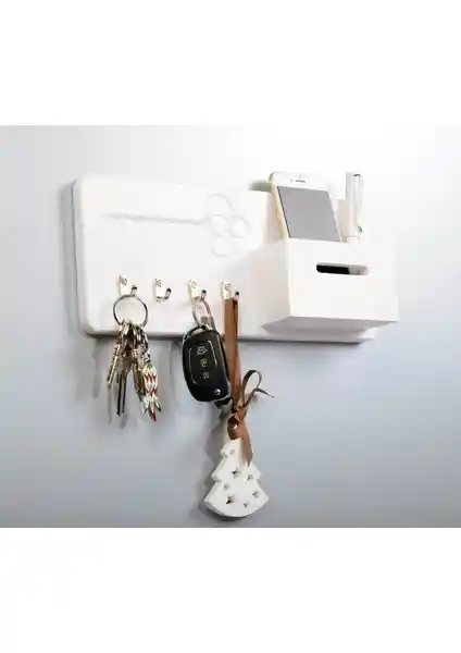 Woodcraft Beyaz Rustik Ahşap Anahtarlık ve Askı Koleksiyonu Ev ve Ofis Dekorasyonu İçin