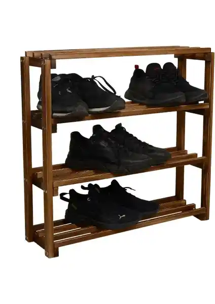 Wooden City Ahşap Çubuklu 4 Katlı Masif Ayakkabılık ile Şık ve Fonksiyonel Depolama Çözümü