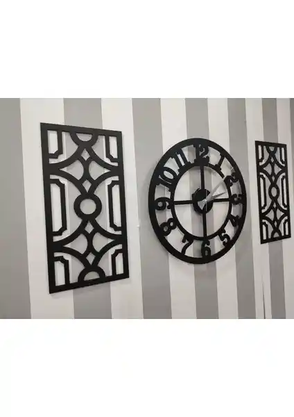 Wooden Factory Siyah Fero Saat: Modern ve Zarif Ahşap Dekoratif Saat