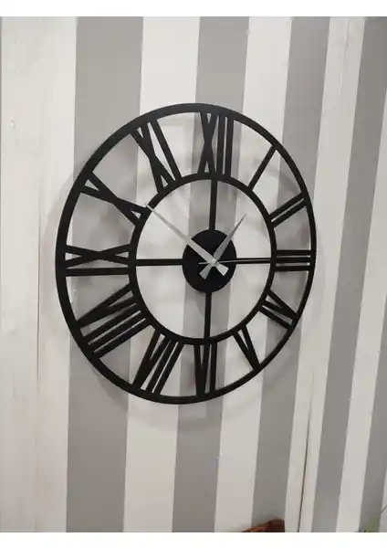 Wooden Factory Time Collection Siyah Roma Rakamlı Ahşap Duvar Saati Dekoratif Modern Tasarım