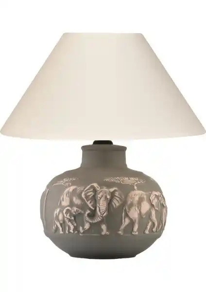 Yalılı Seramik Filli Seramik Gri Abajur: Modern ve Şık Ev Aydınlatma Çözümü