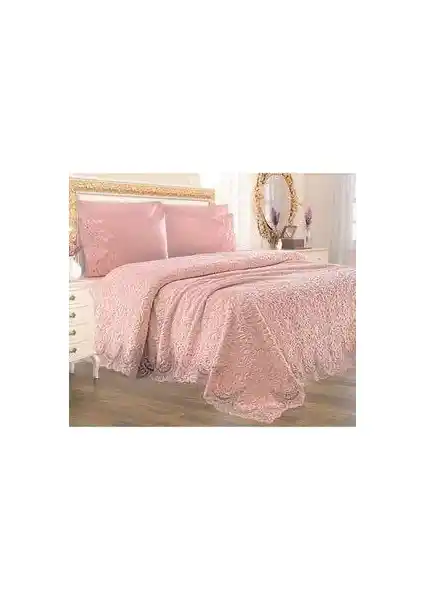 Yarençeyiz Dantelli Gelin Battaniye Seti Şıklık ve Konforun Buluştuğu Zarif Yatak Dekorasyonu