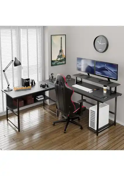 Yasmak Siyah L Masa: Modern ve Dayanıklı Çalışma Alanları İçin Uygun Tasarım