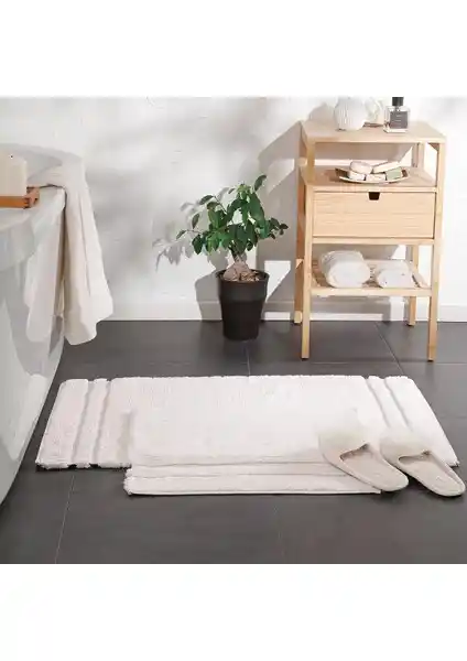 Yataş Bedding Felicia Banyo Paspası Seti Ekru - Yumuşak ve Dayanıklı Banyo Aksesuarları