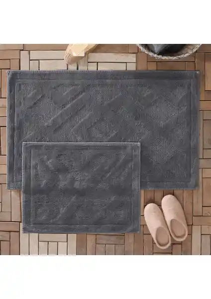 Yataş Bedding Milo Banyo Paspası Seti Antresit Renk ile Modern ve Konforlu Banyo Deneyimi