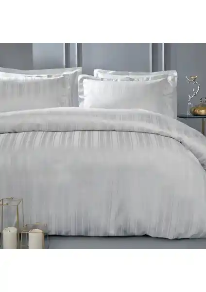 Yataş Bedding Shelly Çift Kişilik Bambu Saten Nevresim Takımı Gri Modern Tasarım