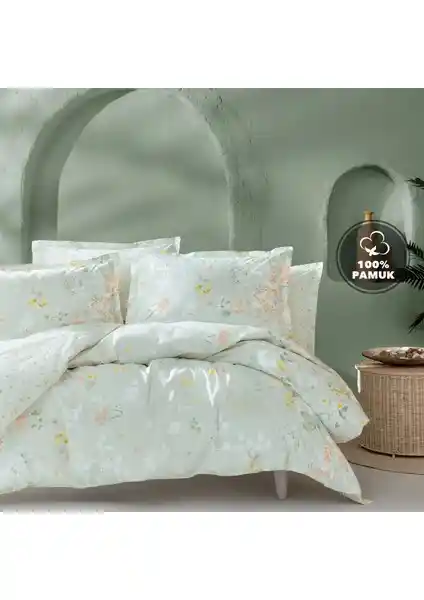 Yataş Merri Çift Kişilik Ranforce Nevresim Takımı Açık Yeşil Renk ve Zarif Tasarım