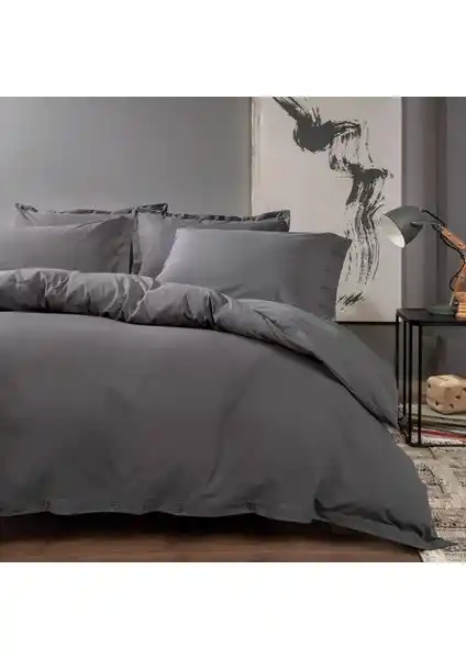 Yataş Plain Çift Kişilik Ranforce Nevresim Takımı Antrasit Renk ile Şıklık ve Konfor Sağlar