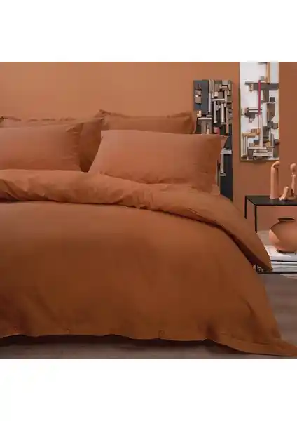 Yataş Plain Çift Kişilik Ranforce Nevresim Takımı Kiremit Rengi Şıklık ve Konfor Sunar