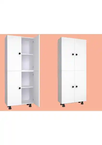 Yeni MDF 4 Bölmeli Beyaz Kiler Dolabı – Dayanıklı ve Şık Tasarım