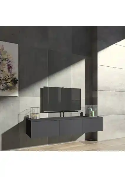 Yeti Mobilya Panti 139 Modern TV Sehpası Antrasit Renkli ve Dayanıklı Tasarım