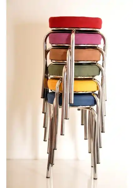 Yılmaz Masacılık Renkli Tay Tüyü Ahtapot Tasarımlı Modern Mutfak Taburesi