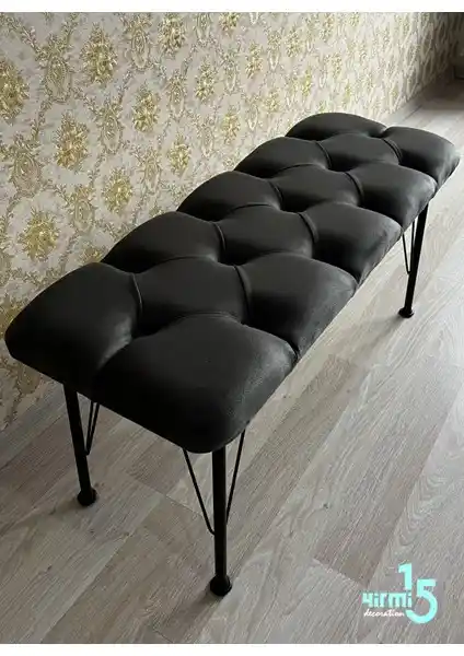 Yirmi15 Füme Bench Metal Ayaklı Modern Oturma ve Dekoratif Mobilya