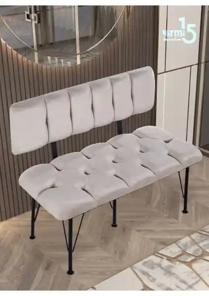 Yirmi15 Metal Ayaklı Metal Alt Kasalı 2024 Yeni Model Krem Bench Oturma Ünitesi