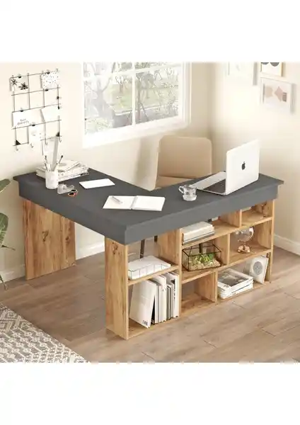 Yurudesign Tywin Kitaplık Raflı Çalışma Masası: Modern ve Dayanıklı Ofis Mobilyası Seçeneği
