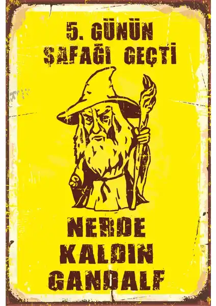 Yüzüklerin Efendisi Gandalf Retro Vintage Ahşap Poster Dekoratif Duvar Süsü