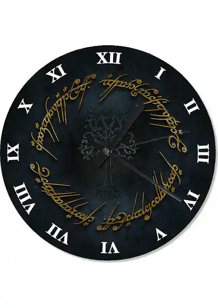 Yüzüklerin Efendisi Sembolü Temalı Dekoratif Duvar Saati 30cm ve 50cm Çap Seçenekleriyle