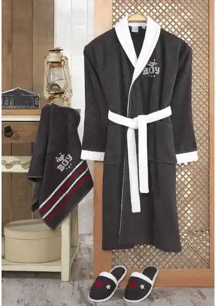 Z&R Home King Boy Erkek Çocuk Bornoz Seti - Konfor ve Şıklık Sunan Doğal Malzemelerle Tasarlandı
