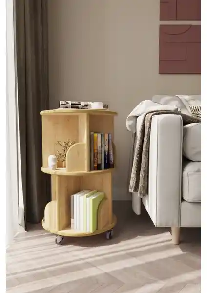 Zeo Wood Design 360° Döner Kitaplık: Modern ve Pratik Mobilya Çözümü