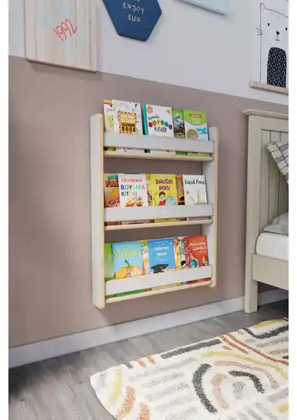 Zeo Wood Design Montessori Çocuk Kitaplığı Güvenli ve Estetik Tasarım
