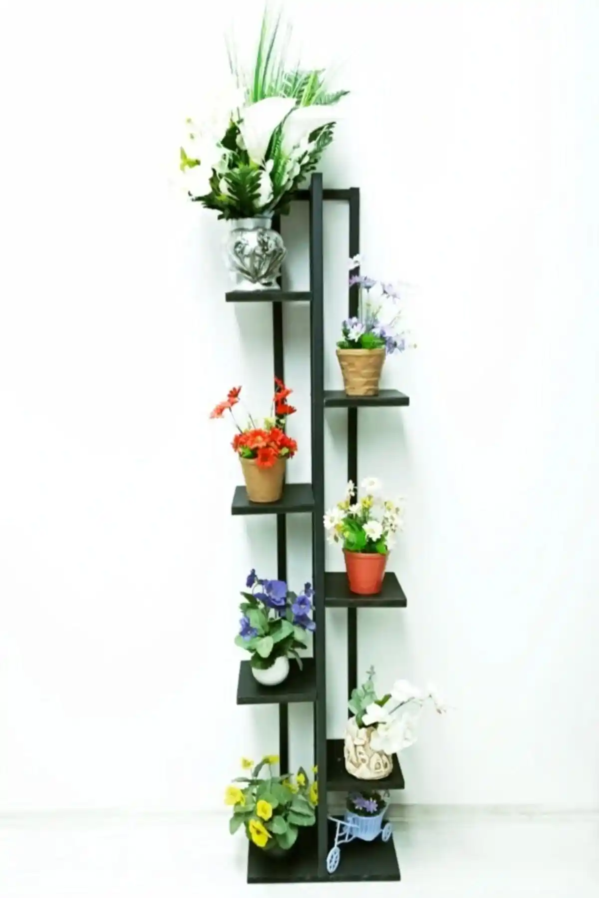 A<dı>mShops Siyah Metal Çerçeveli 7 Bölmeli Dikey Çiçeklik Modern Tasarım ve Dayanıklılık