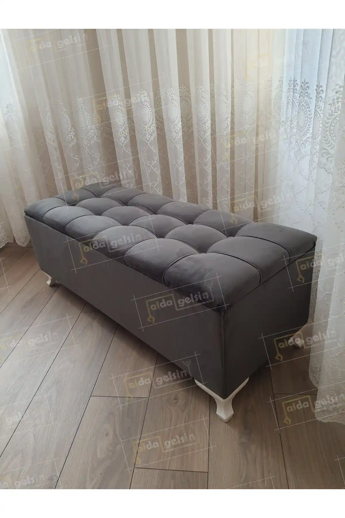 Aldagelsin Yeni Model Lüks Kapitoneli Sandıklı Puf Bench 120 Cm Modern ve Fonksiyonel Tasarım