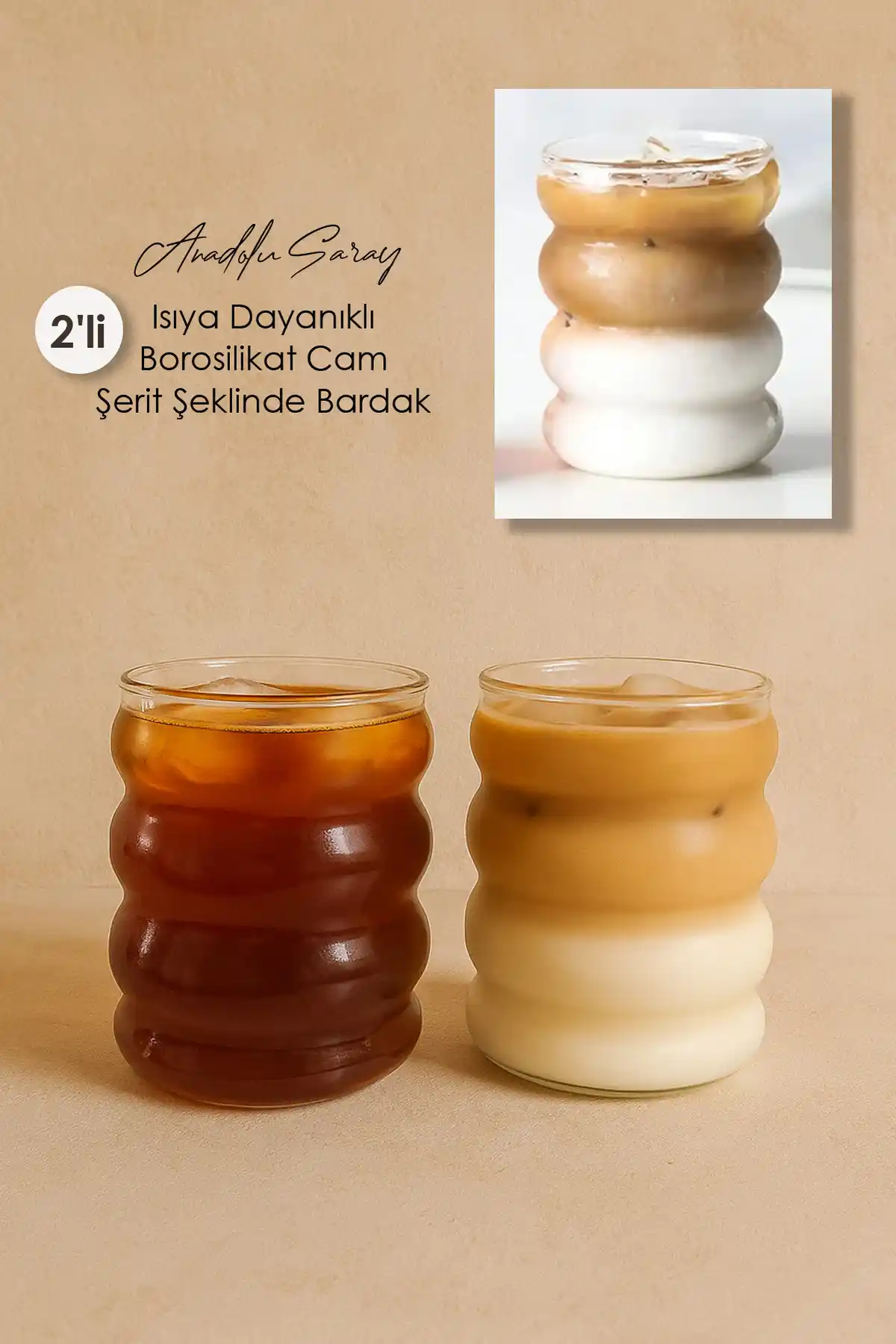 Anadolu Saray 2 Adet Isıya Dayanıklı Borosilikat Cam Şerit Bardaklar Ürün İncelemesi ve Kullanım Özellikleri