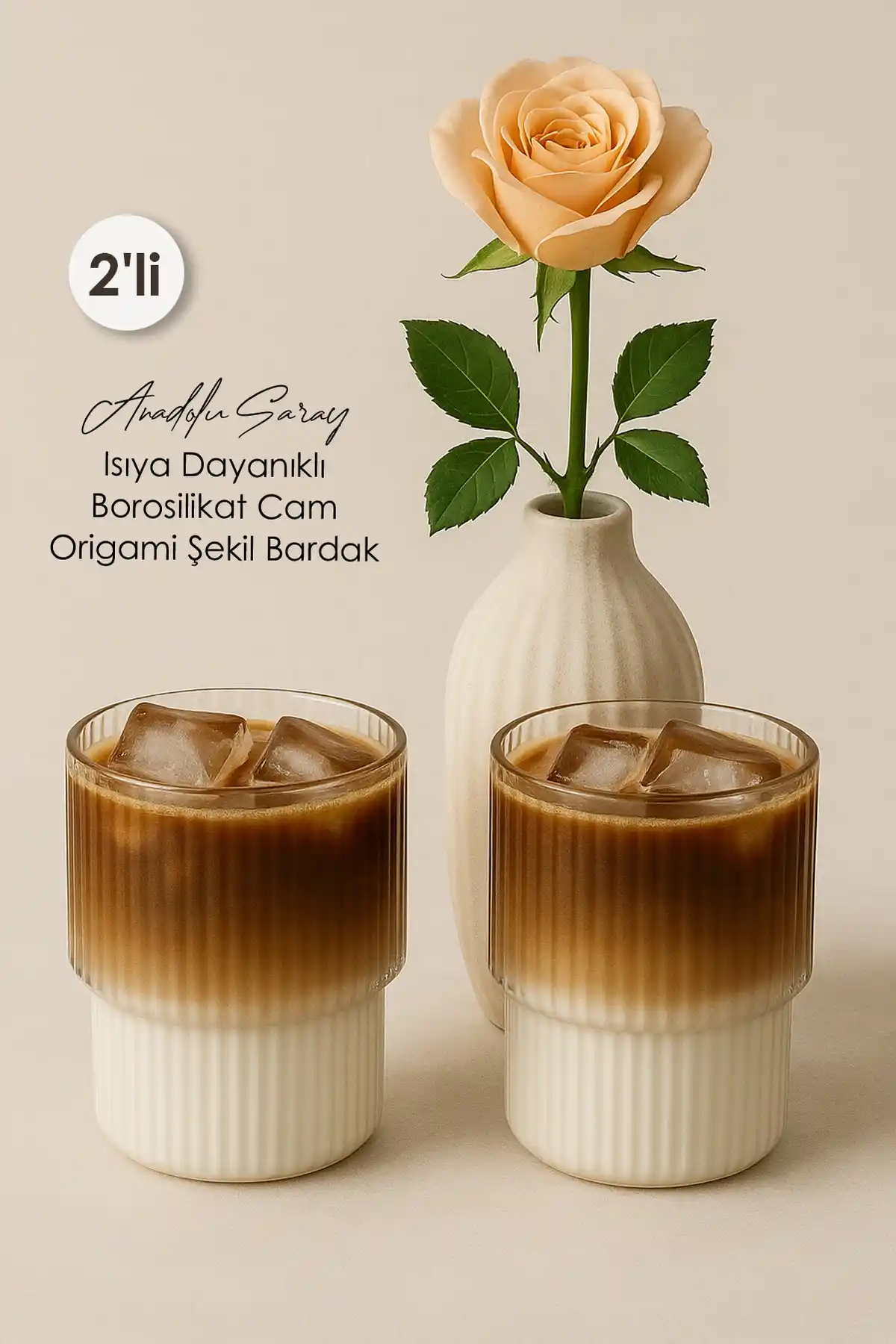 Anadolu Saray 2'li Borosilikat Cam Bardak Seti Modern ve Dayanıklı Tasarım Özellikleriyle