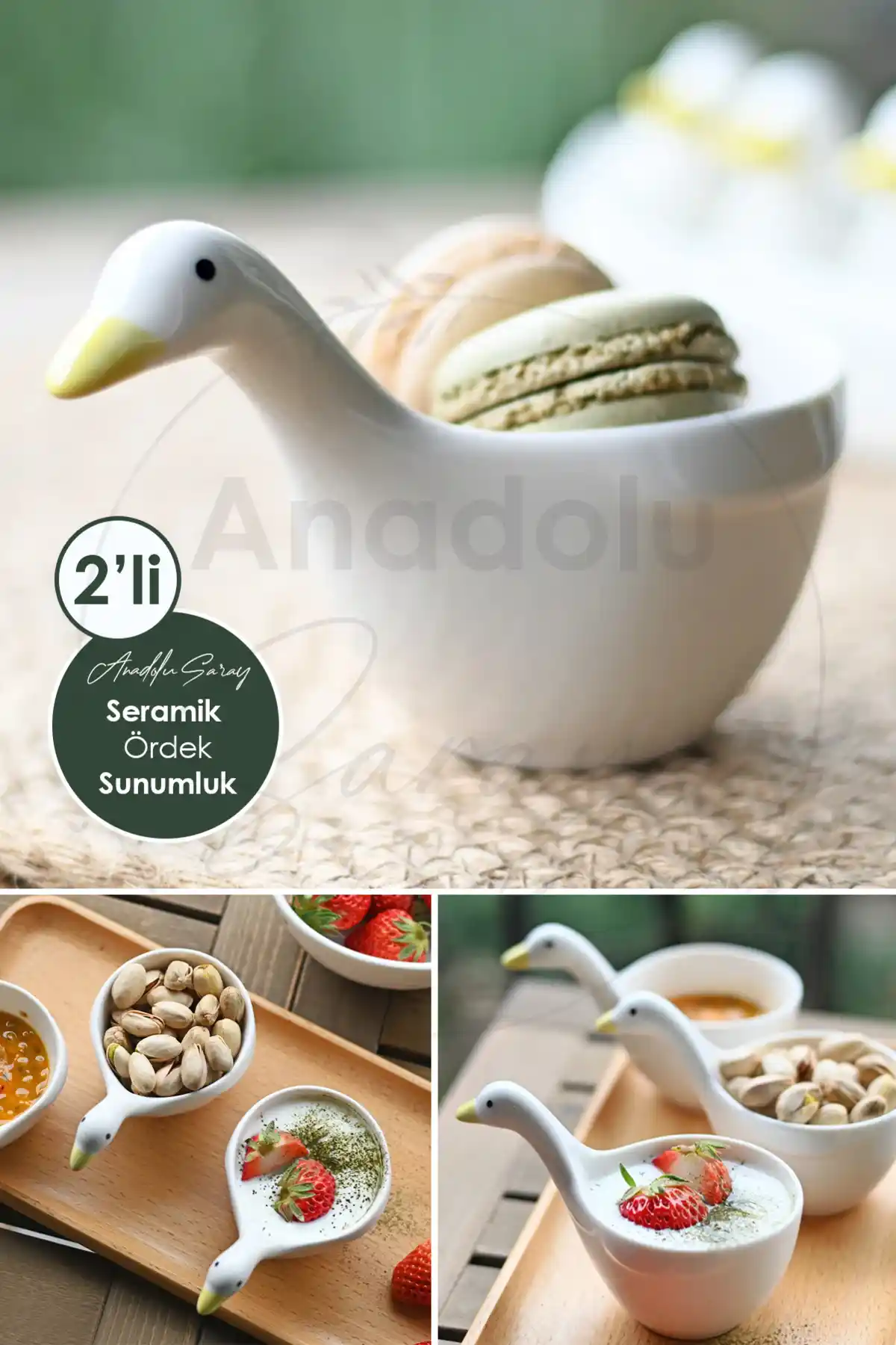 Anadolu Saray 2'li Ördek Seramik Sunum ve Sosluk Seti Estetik ve Fonksiyonel Tasarım