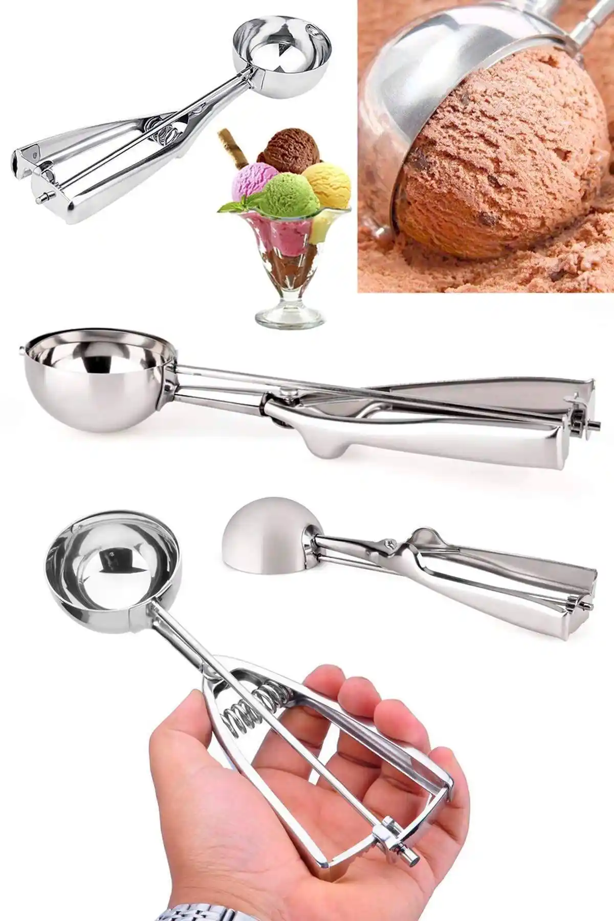 Arsimo Metal Çek Bırak Dondurma Kepçesi: Profesyonel Sunumlar İçin Dayanıklı ve Pratik