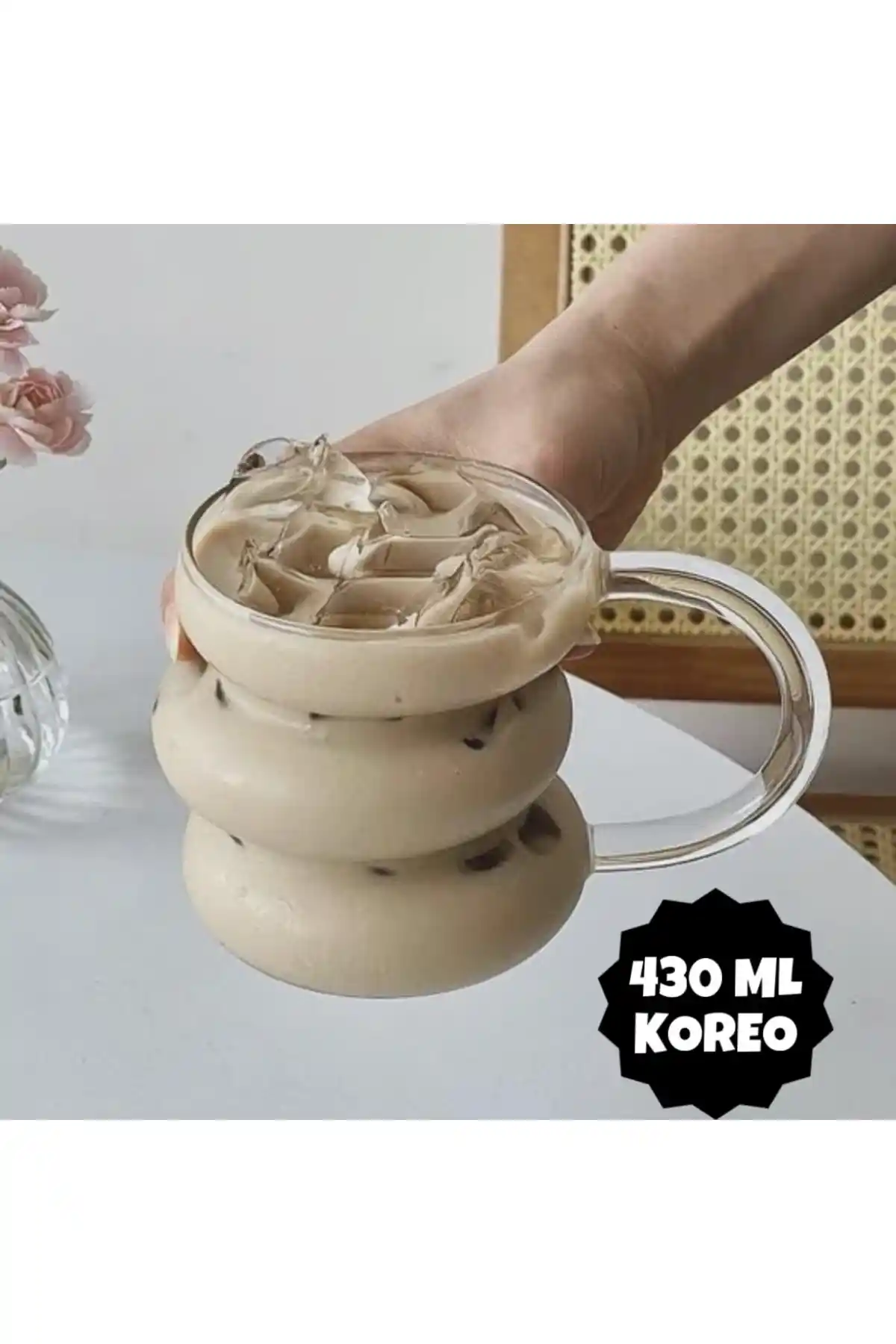 ARVALE Koreo Ateşe Temas Edebilen Asimetrik Kulplu Bardak Geniş Hacim ve Modern Tasarım Özellikleri