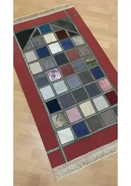 Ayhanhome Kırkyama Patchwork Kadife Astarlı Seccade Çeyizlik ve Ev Kullanımı İçin Özgün Tasarım