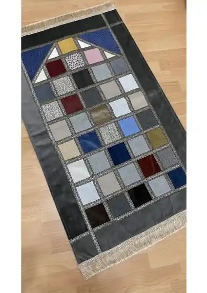 Ayhanhome Kırkyama Patchwork Kadife Astarlı Seccade Çeyizlik ve Günlük Kullanım İçin