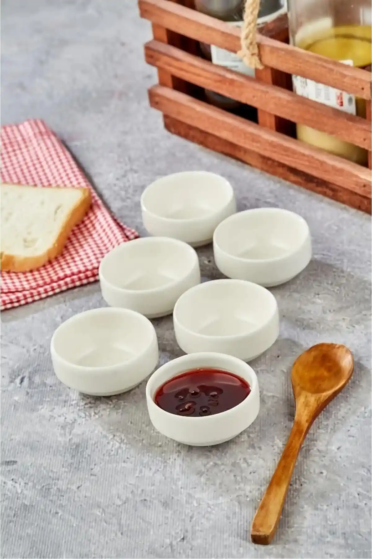 Baroness 6'lı Porselen Joker Mini Reçellik Sosluk Seti Şık ve Dayanıklı Sofra Detayı