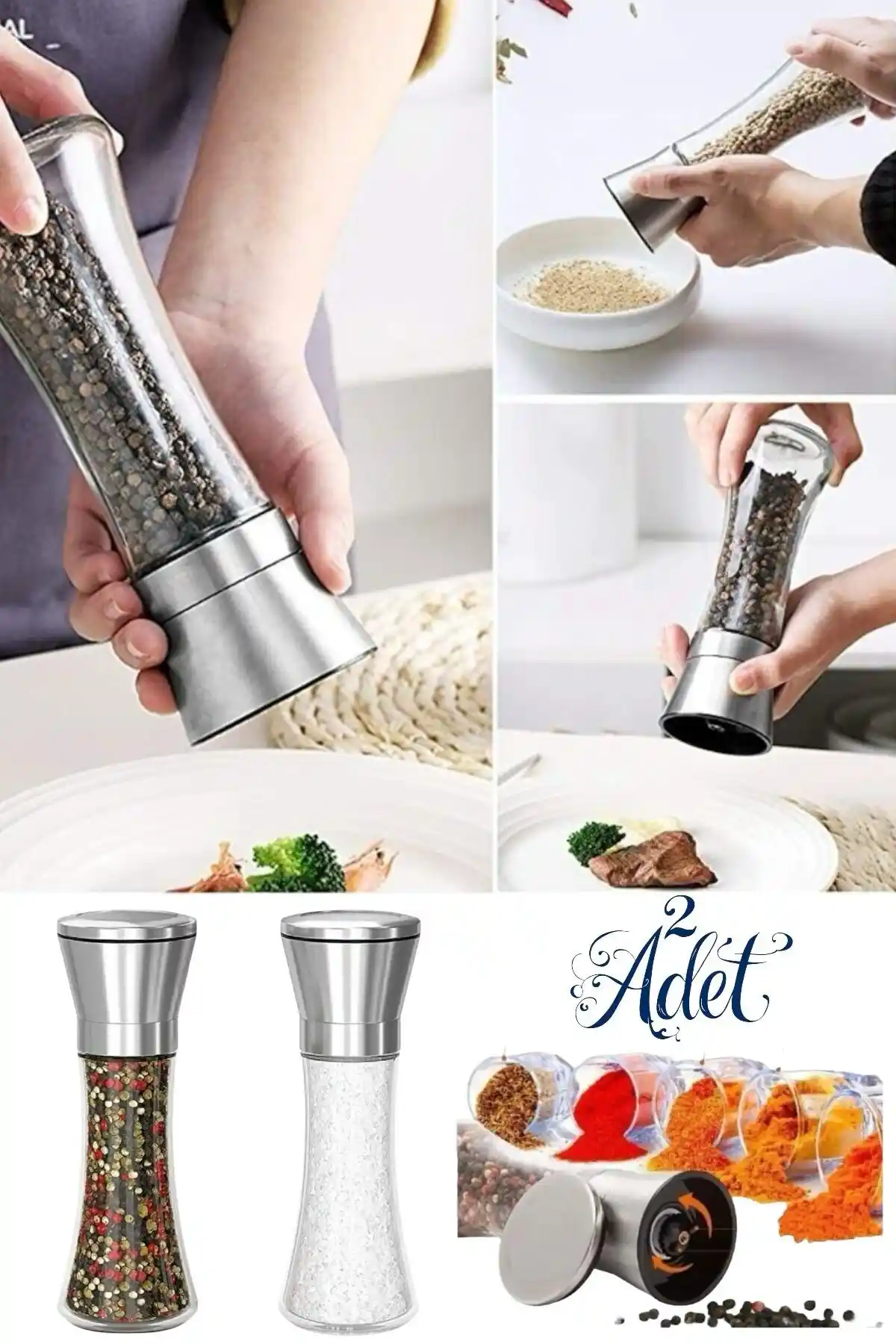 Bestofhome çiftli baharat değirmen seti modern tasarım ve pratik kullanım özellikleriyle