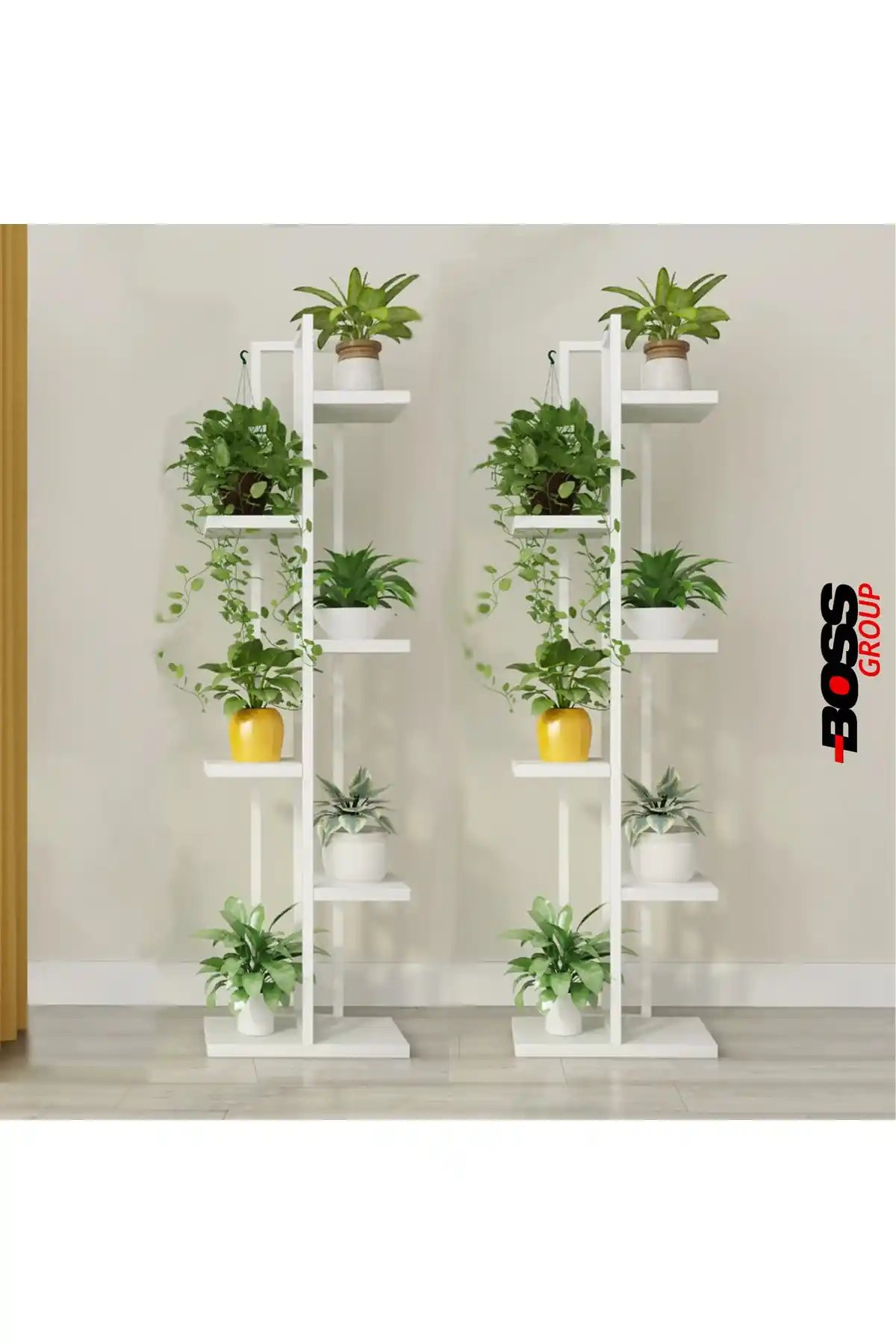 Boss Group Çiçeklik 6 Bölmeli Metal Raf Modern ve Dayanıklı Tasarım Özellikleri