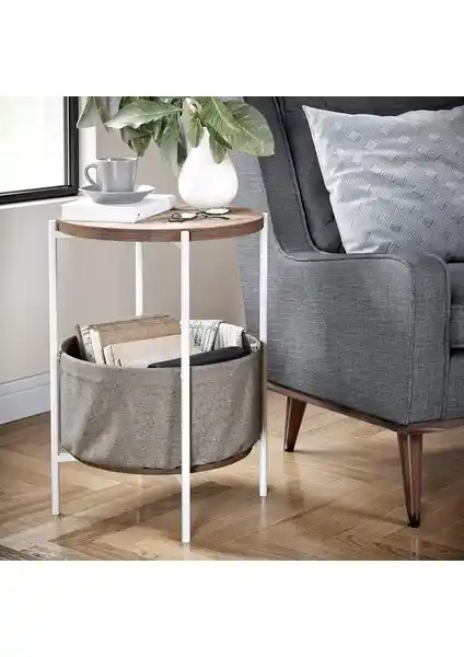 Boss Group Geniş Çantalı Modern Sehpa ve Kitaplık Çiçeklik Kombinasyonu