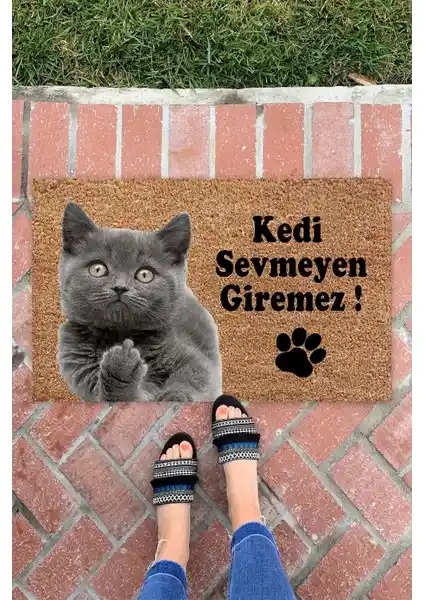 Buket Home Kedi Sevmeyen Giremez Kapı Önü Paspası Dayanıklı ve Estetik Tasarım