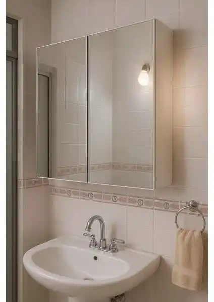By Golden Aynalı Banyo Dolabı: Modern ve Pratik Depolama Çözümü