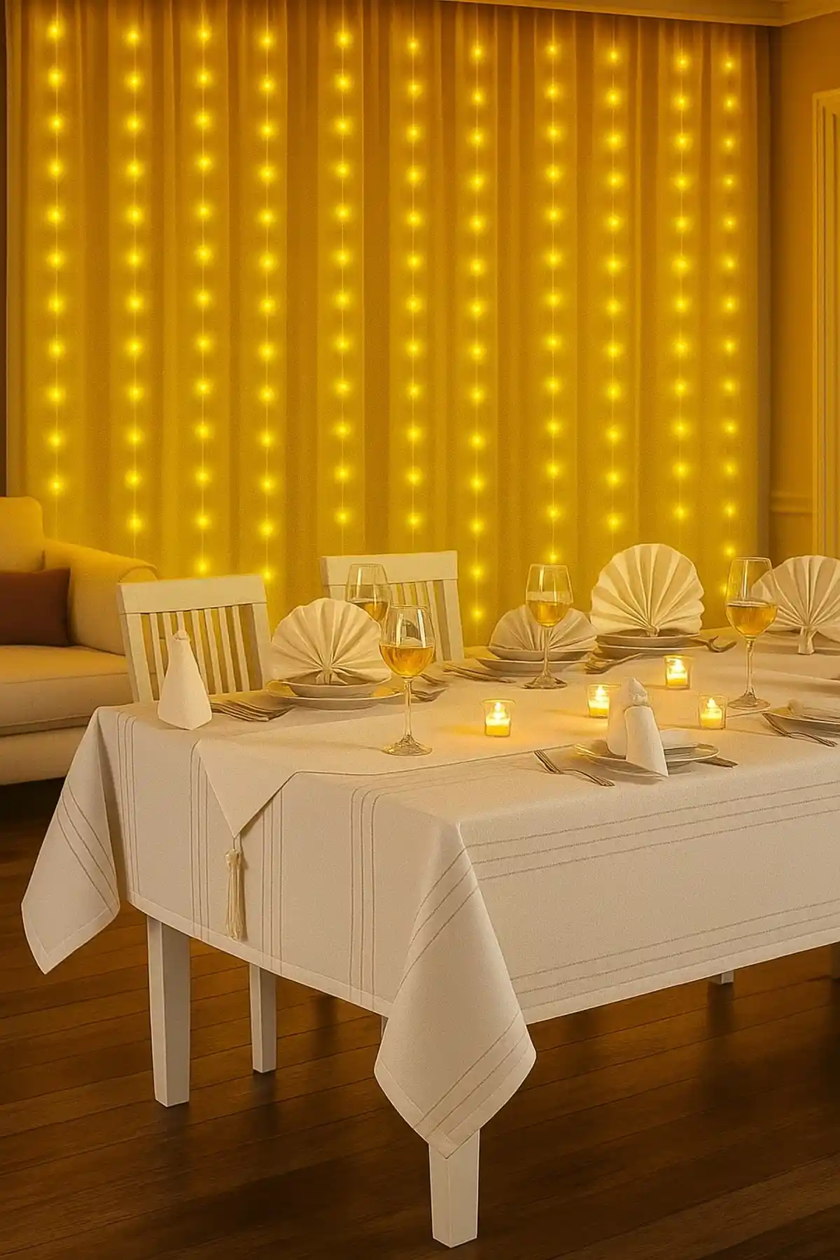 Cardea Colber Masa Örtüsü Takımı 12 Kişilik Bej Polyester Şık ve Dayanıklı Tasarım