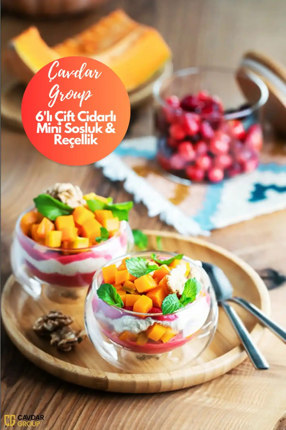 Çavdar Group 6'lı Çift Cidarlı Mini Sosluk ve Reçellik Seti Şık ve Dayanıklı Tasarım