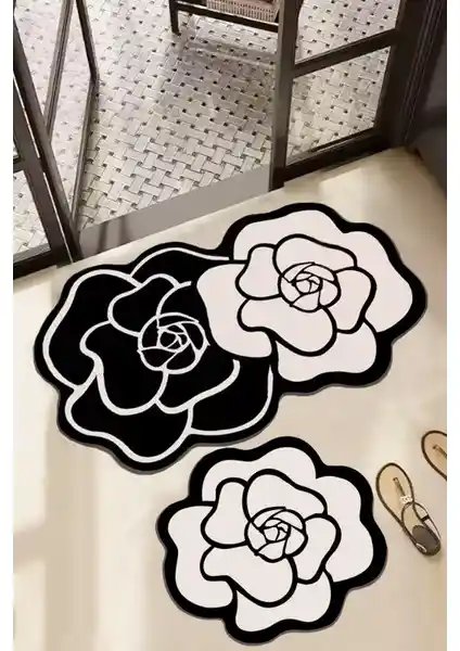 Chilai Home Bungari Rose 2'li Banyo Paspası Seti Modern Tasarım ve Güvenlik Sağlar