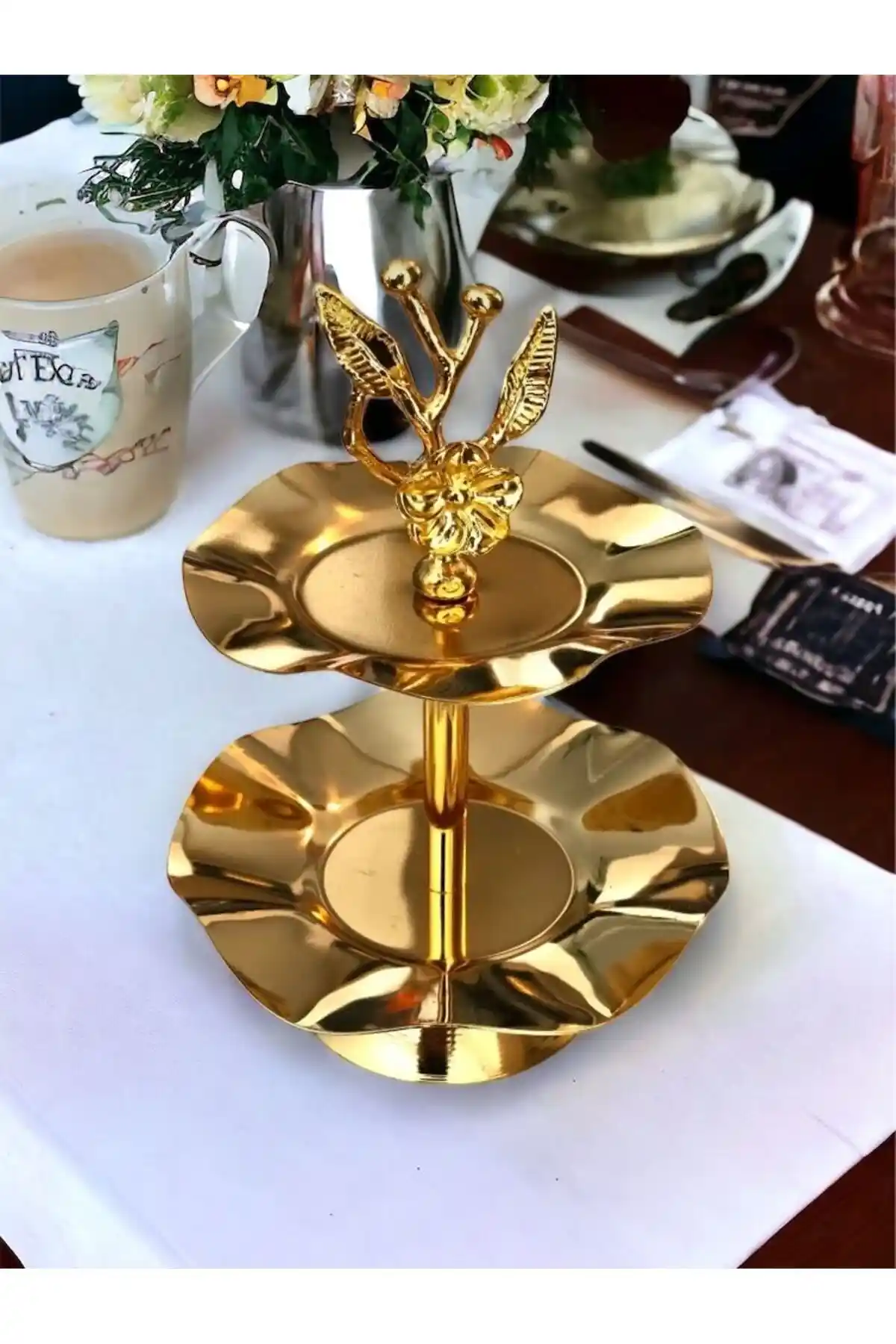 Çift Katlı Japon Gülü Sunumluk ve Lokumluk Modern ve Şık Tasarım