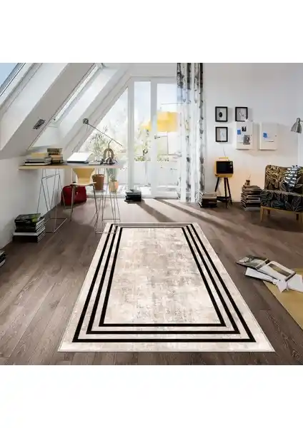 Confidence Home Dijital Baskılı Kaymaz Tabanlı Modern Salon Halısı 75-90 Karakter
