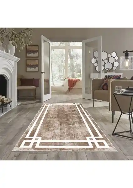 Confidence Home Dijital Baskılı Kaymaz Tabanlı Salon Halısı Modern ve Sağlıklı Tasarım