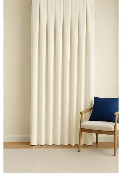 Cortibo Barcelona Kadife Dokulu Fon Perde Krem Renkli Modern ve Şık Tasarım