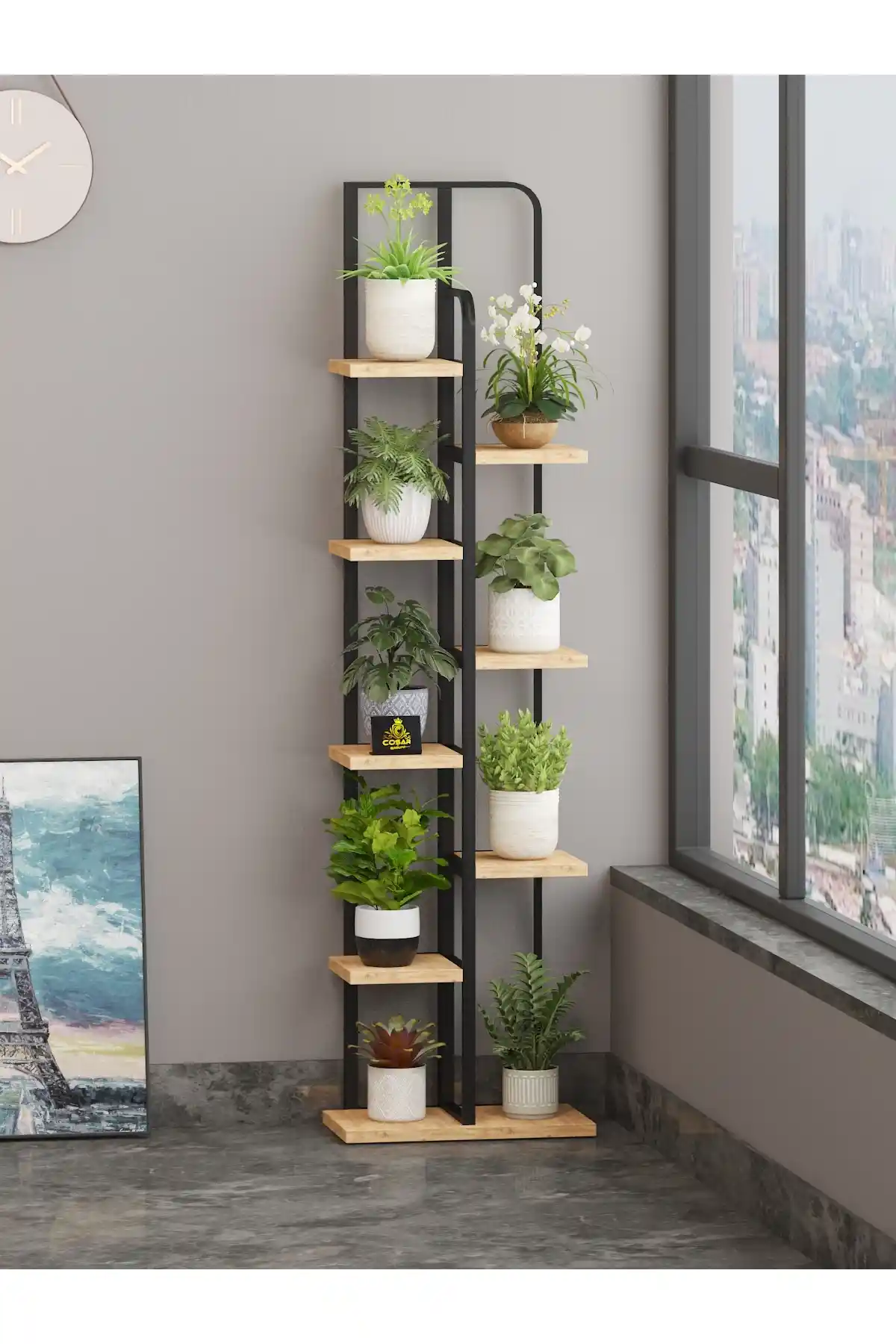 Cosargroup 9 Bölmeli Metal Dekoratif Saksılık Modern İç Mekanlar İçin Tasarım