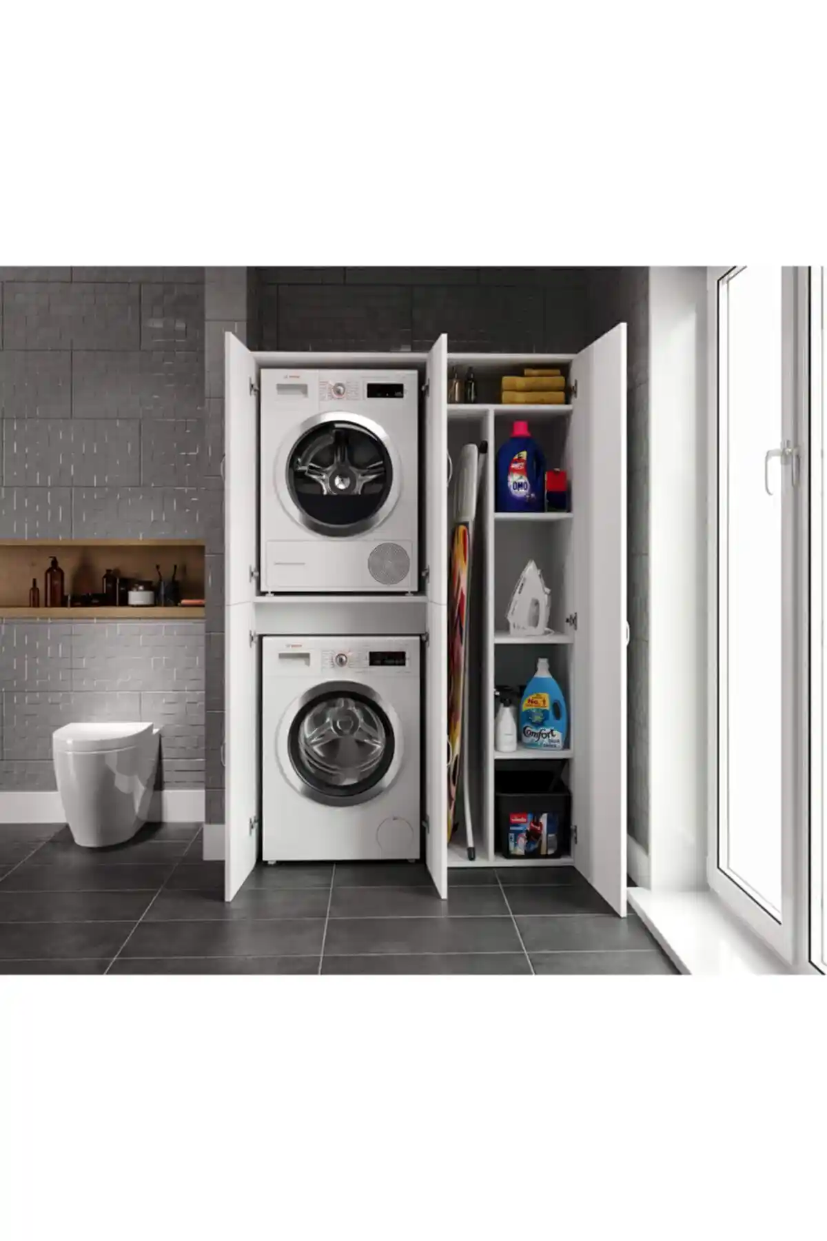 De Mobilya Çok Amaçlı Çamaşır ve Kurutma Makinesi Dolabı Modern Tasarım ve Fonksiyonellik