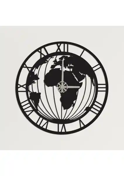 Dekadron Dünya Haritalı Metal Duvar Saati: Modern ve Dayanıklı Tasarım Özellikleri